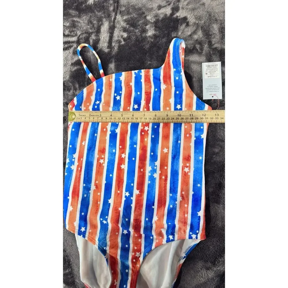 Girl's One Piece Swimsuit,Red, White, Blue patriotic.4th Of July L 10/12 NWT - Picture 7 of 8